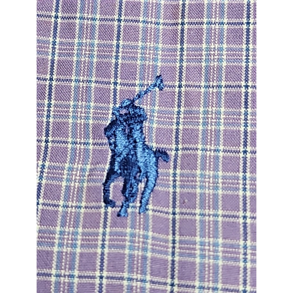 Ralph Lauren Classic-Fit Purple Blue Plaid Oxford‎ Embroidered Pony XL